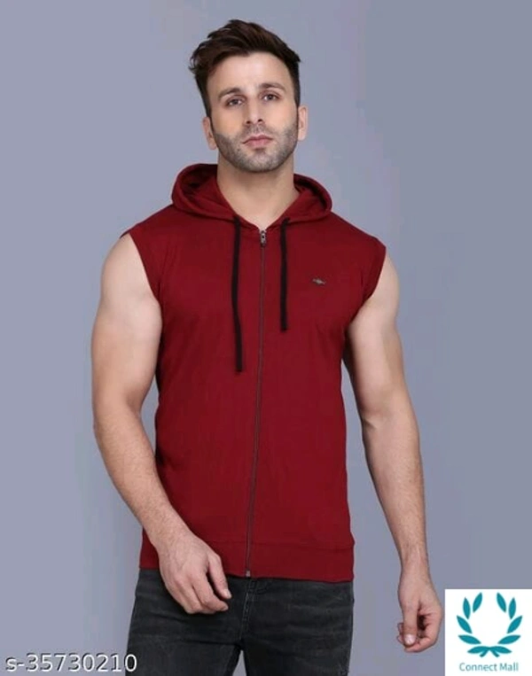 Men's Casual Hooded Tshirt - S, Maroon, Cotton, Pack of:1